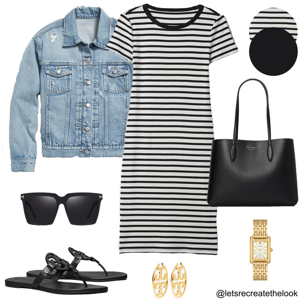 White/Black Stripe Tee Dress Outfit&nbsp;Ideas