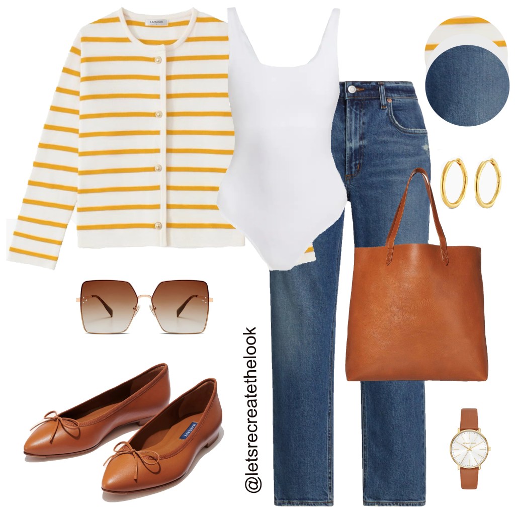 Yellow/White Stripe Cardigan Outfit&nbsp;Ideas